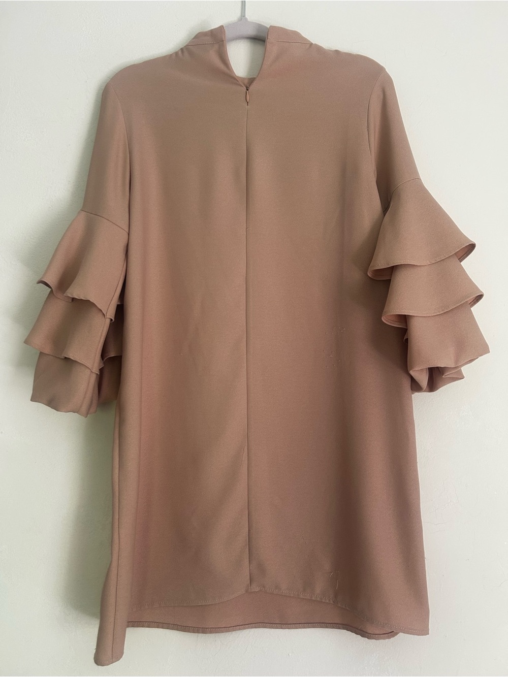 Zara Basic Tunic Mini Dress Tiered Sleeve in Mauve Size M - Picture 2 of 3